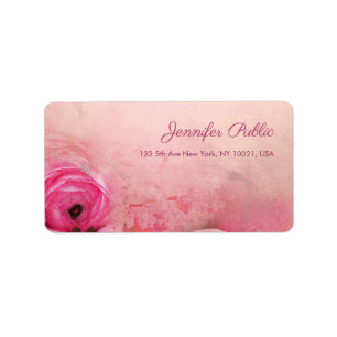 Rose Floral Script Elegante Adresse Adressaufkleber