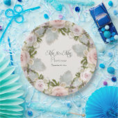 Rose Floral Succulent Foliage Mr. und Mrs. Wedding Pappteller (Party)