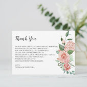 Rose Floral Wasserfarbe Hochzeit Danke Karte (Stehend Vorderseite)