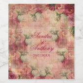 Rose Floral Wasserfarbe Hochzeitweilige Weinflasch Weinetikett (Einzelnes Label)