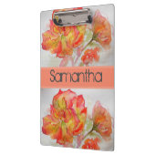 Rose Floral Wasserfarbe Orange Peach Pink Klemmbrett (Links)