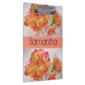 Rose Floral Wasserfarbe Orange Peach Pink Klemmbrett (Rechts)