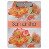 Rose Floral Wasserfarbe Orange Peach Pink Klemmbrett (Vorderseite)