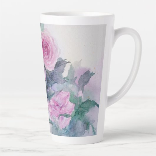 Rose Floral Wasserfarben Kunst, Dichtung und Tasse (Rechts)