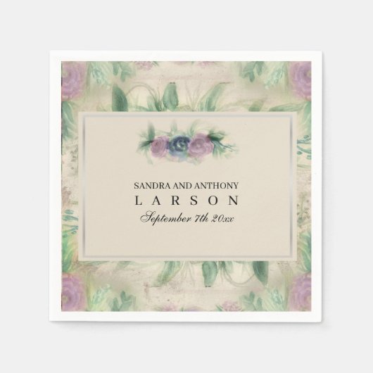 Rose Floral Watercolor Hochzeit Napkin Serviette (Vorderseite)