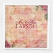 Rose Floral Watercolor Hochzeitessen Napkin Serviette (Vorderseite)