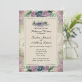 Rose Floral Watercolor Hochzeitsessen Probe Einladung (Stehend Vorderseite)