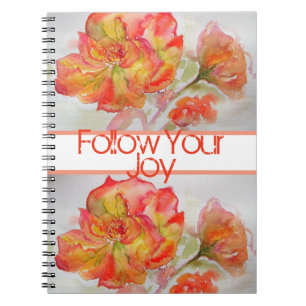 Rose Floral Watercolor Orange Folgen Sie Ihrer Fre Notizblock