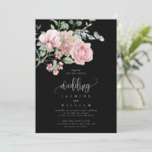 Rose Floral Wedding Einladung (Stehend Vorderseite)