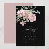Rose Floral Wedding Einladung (Vorne/Hinten)