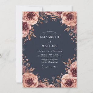 Rose Florale Blütenhochzeit Einladung