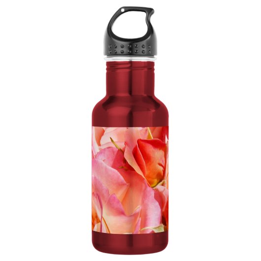 Rose Florale Rosa Rosen Blumen Edelstahlflasche (Vorderseite)
