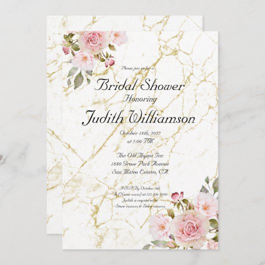 Rose Florals Editable Bridal Dusche Einladung (Vorne/Hinten)