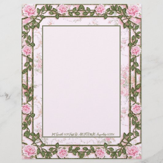 Rose Florals Personalisiert Letterhead Briefbogen (Vorderseite)