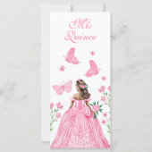 Rose, Florals und Schmetterlinge Quinceañera (Rückseite)