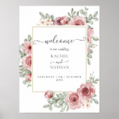 Rose Florenz Elegante Moderne Hochzeit Begrüßung Poster (Vorne)