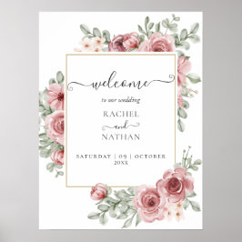 Rose Florenz Elegante Moderne Hochzeit Begrüßung Poster