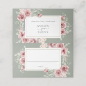 Rose Florenz Elegante Sage Green Wedding Platzkarte (Außenseite Aufgefaltet)