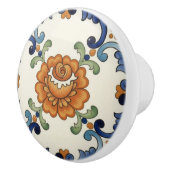 Rose Flower Mediterranean Blue Orange Cream Keramikknauf (Rechts)