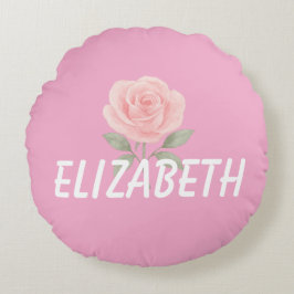 Rose Flower Pink Name Rundes Kissen