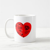 Rose Flower Valentine Red Heart  Kaffeetasse (Links)