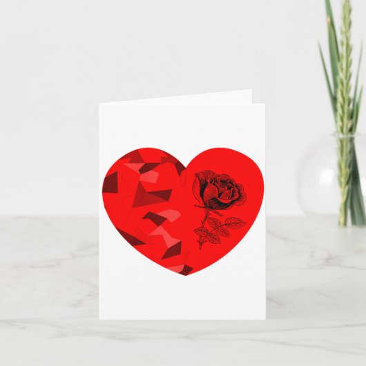 Rose Flower Valentine Red Heart Karte (Vorderseite)