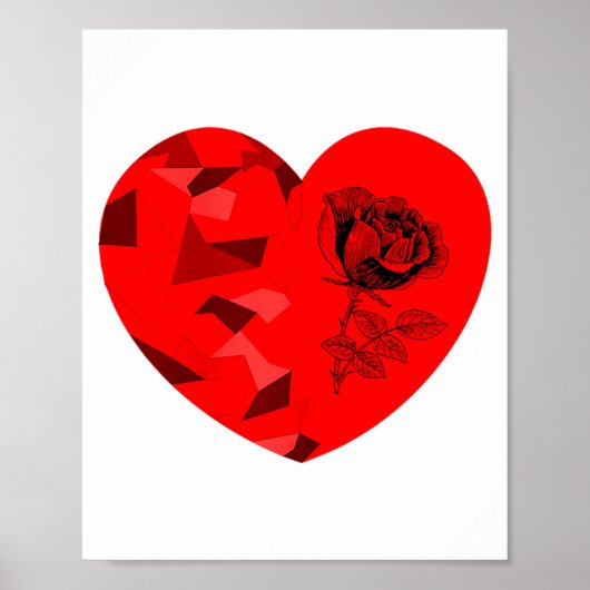 Rose Flower Valentine Red Heart Poster (Vorne)