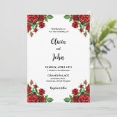 Rose Flower Wedding Invitation Template, Printable Einladung (Stehend Vorderseite)