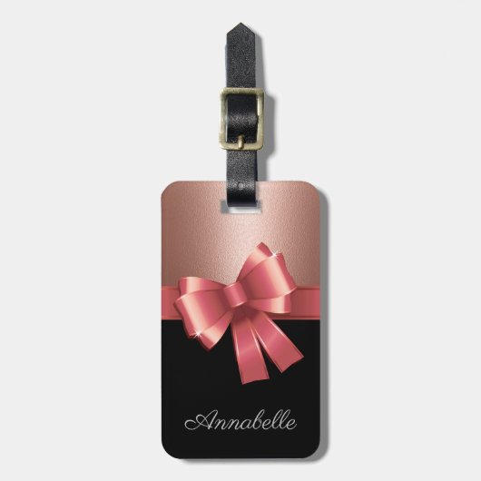 Rose Foil and Bow Gepäckanhänger (Vorderseite vertikal)