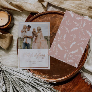 Rose Foil Frohe Weihnachtsreise Fotokarte Folien Feiertagskarte