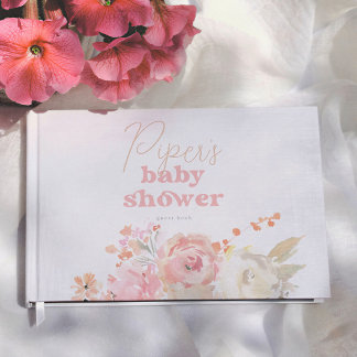 Rose Foil Retro Floral Girl Baby Shower Gästebuch