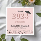Rose Foil Script Confetti Graduation Party Pink Serviette