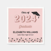 Rose Foil Script Confetti Graduation Party Pink Serviette (Vorderseite)