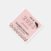 Rose Foil Script Confetti Graduation Party Pink Serviette (Ecke)