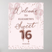 Rose Foil Sweet 16 Balloons Pink Begrüßungszeichen Poster (Vorne)