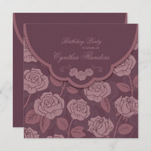 Rose Foldover Einladung (Vorne/Hinten)