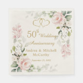 Rose Foliage Hearts 50. Hochzeitstag Serviette (Vorderseite)