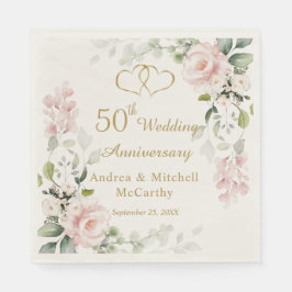 Rose Foliage Hearts 50. Hochzeitstag Serviette