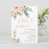 Rose Foliage Petals und Prosecco-Brautparty Einladung (Stehend Vorderseite)