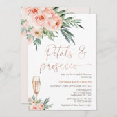 Rose Foliage Petals und Prosecco-Brautparty Einladung (Vorne/Hinten)