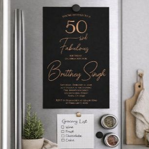 Rose Folie Fünfzig und Fabulous 50. Geburtstagsfei Folieneinladung