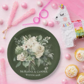 Rose Forest Green und Cream Pappteller (Party)