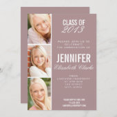 Rose Foto Abschluss Einladung (Vorne/Hinten)