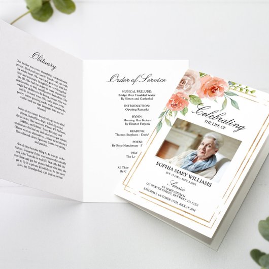 Rose Foto Gedenkfeier Beerdigung Programm