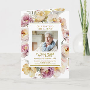 Rose Foto Gedenkfeier Beerdigungsprogramme Karte