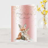 Rose Fox Deer Love Glitter Sweetheart Christmas Karte (Gelbe Blume)