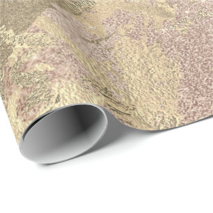 Rose Foxier Gold Marmor Glänzend Metallisch Strich Geschenkpapier