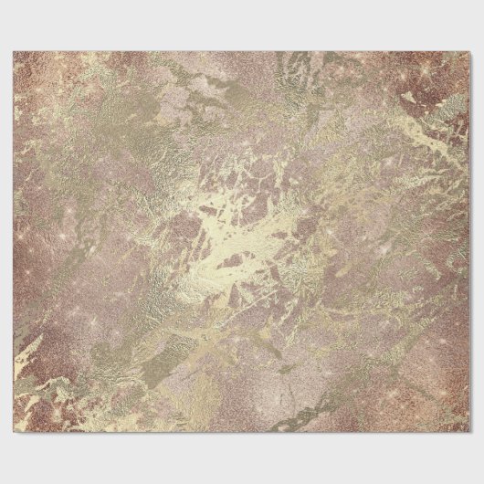 Rose Foxier Gold Marmor Shiny Metallic Strokes Geschenkpapier (Flach)