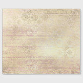 Rose Foxier Metallic Damask Gold Holzrosa Geschenkpapier (Flach)