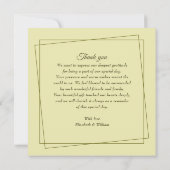 Rose Frame – Celestial Yellow Wedding Dankeskarte (Rückseite)